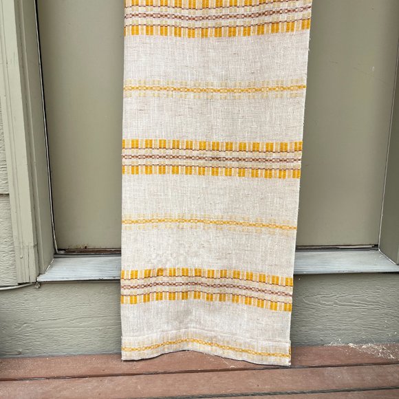 PAIR of Curtain Panels MCM HAND-WOVEN Wool Yellow/Rust/Cream Scandinavia Simple - Picture 3 of 16